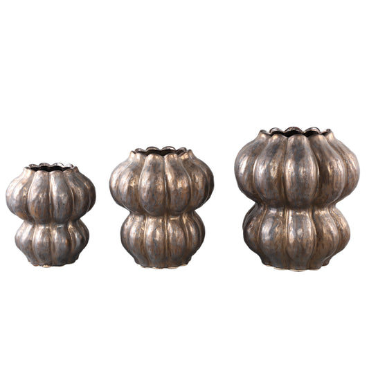 Niek Bronze Ceramic Pot Round Shaped Bulb S