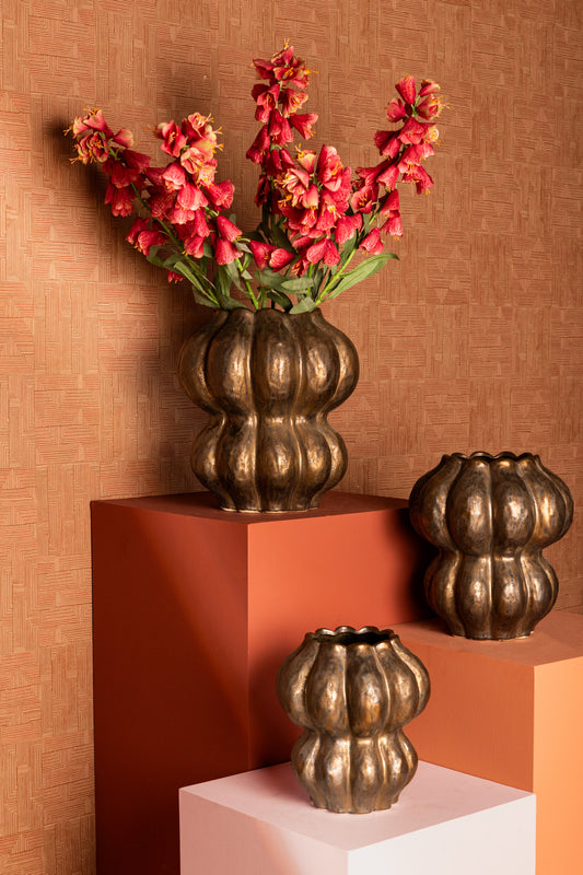 Niek Bronze Ceramic Pot Round Shaped Bulb M