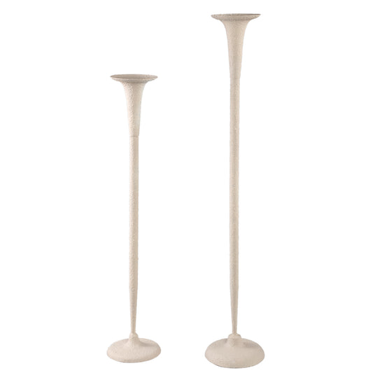 Krish Crème Ijzeren Kandelaar Rond Gestructureerd Set van 2 74.5x14.5x14.5 cm