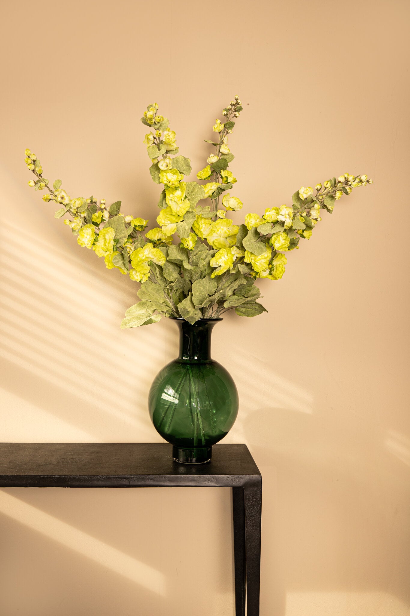Hollyhock Flower Groen Spray Met Bladeren - Set van 6 114x65x26 cm