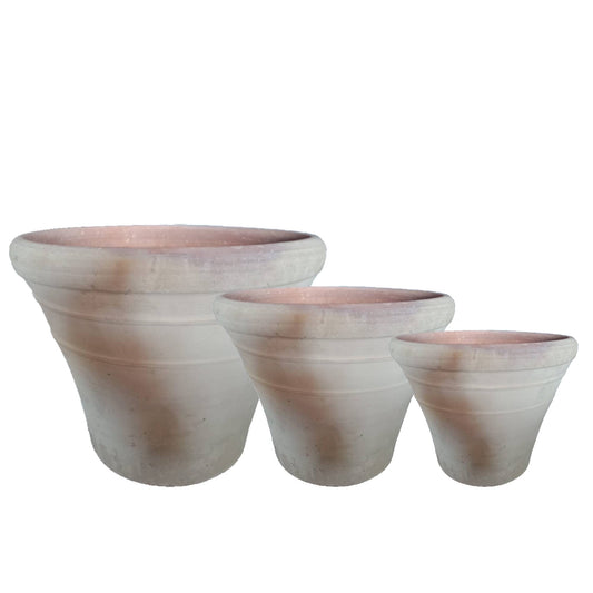 Palle Beige Terracotta Round Pot Lines SV3