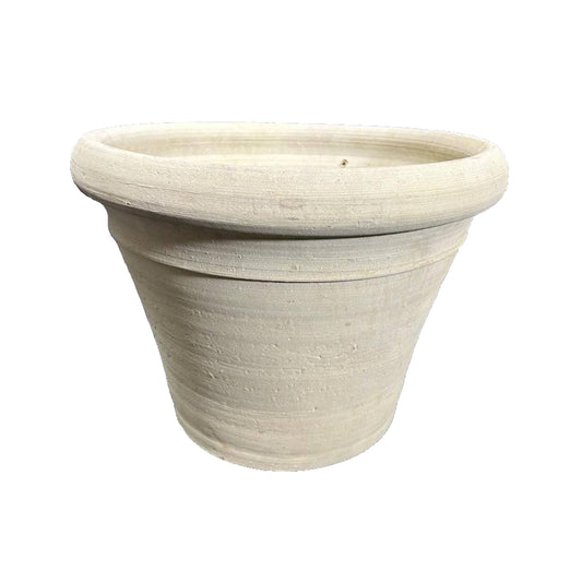 Alexis Beige Terracotta Round Pot With Border L