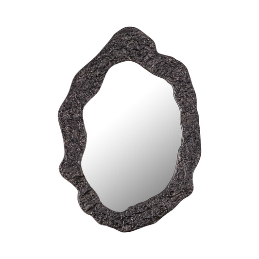 Morina Zwarte Aluminium Spiegel Organische Ovale Vorm 88x61x3 cm