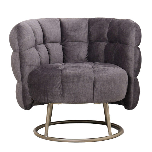 Fluffy Grey Fauteuil Vogue 16 Graphite Gold Base