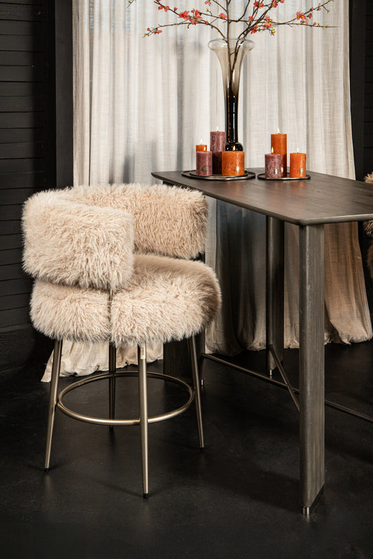 Hair Barkruk Champagne Metalen Voet 94x67x64 cm
