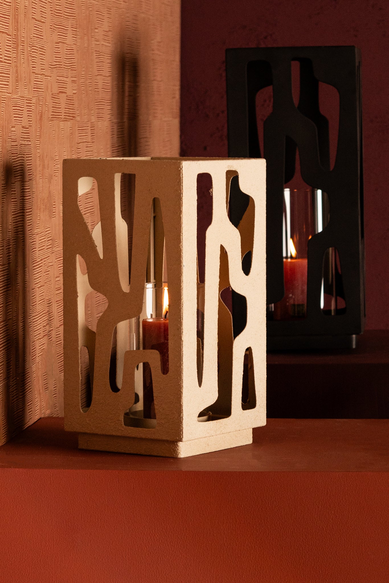 Dewey Cream Iron Square Stormlight With Glass S