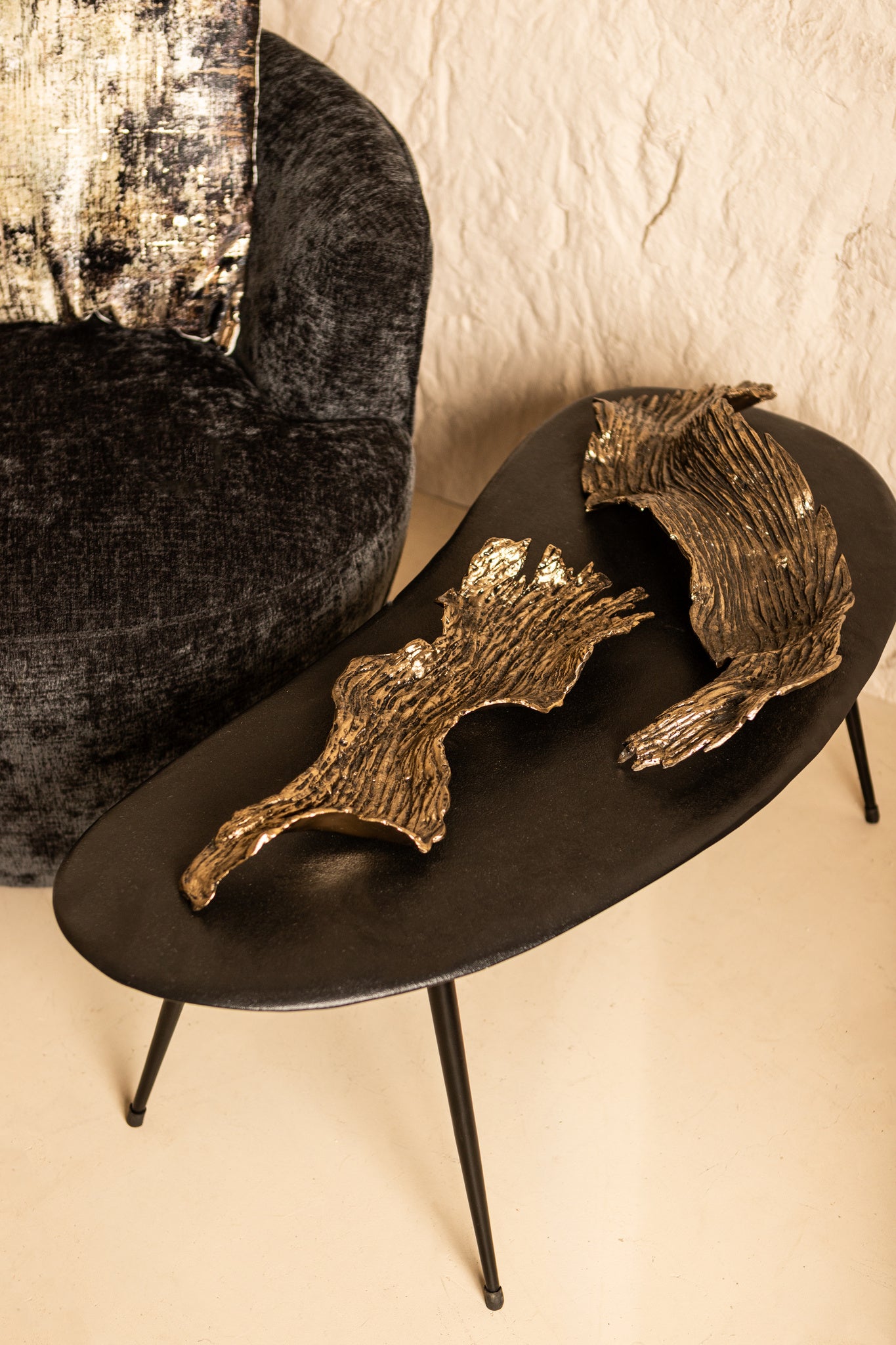 Aitana Gold Casted Alu Wavy Bowl Large