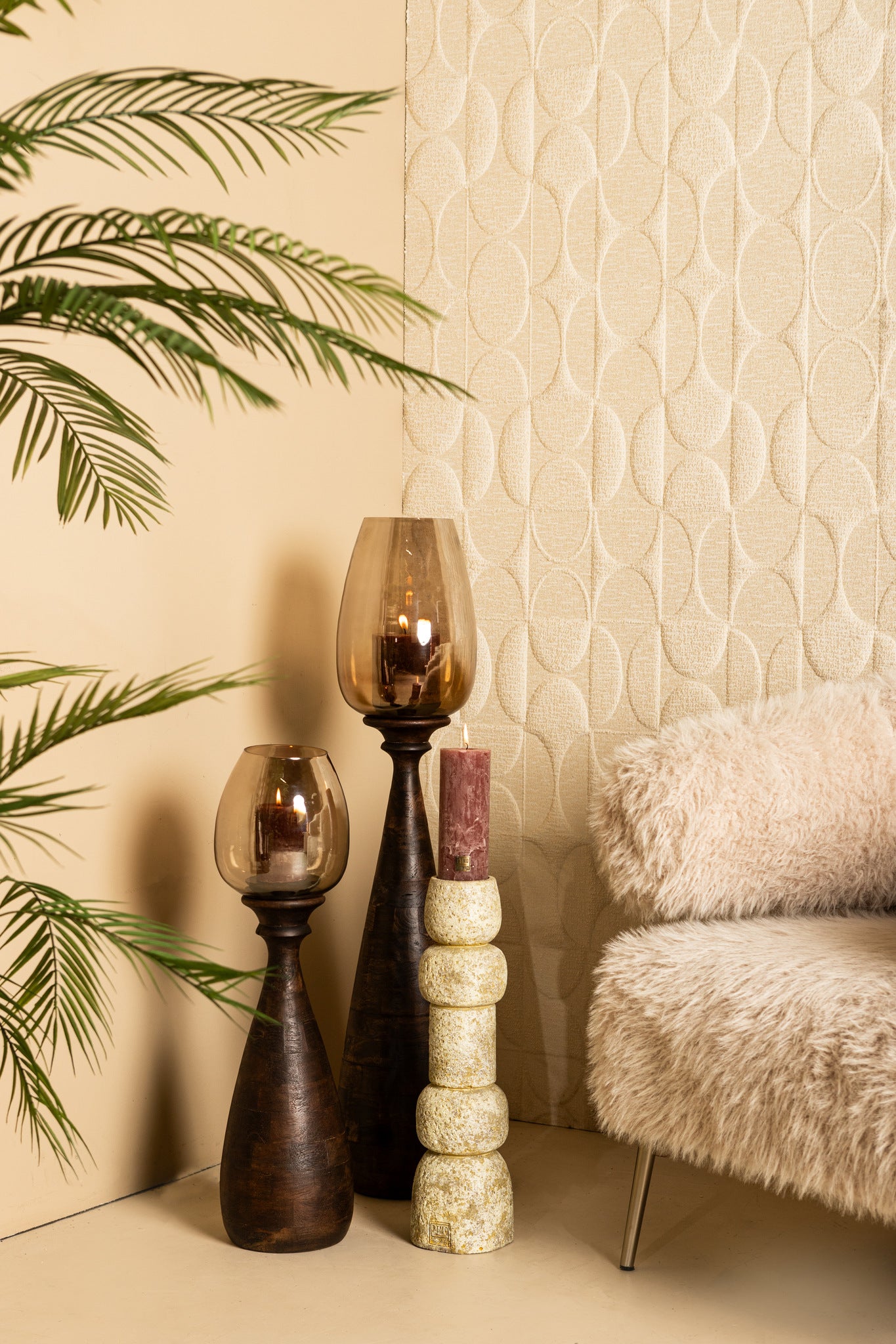 Midi Brown Mango Wood Stormlight Luster Glass S