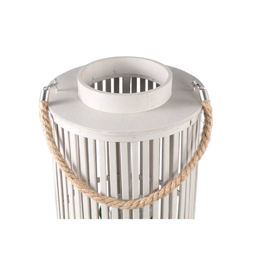 Zafria Cream Round Bamboo Lantern With Glass L