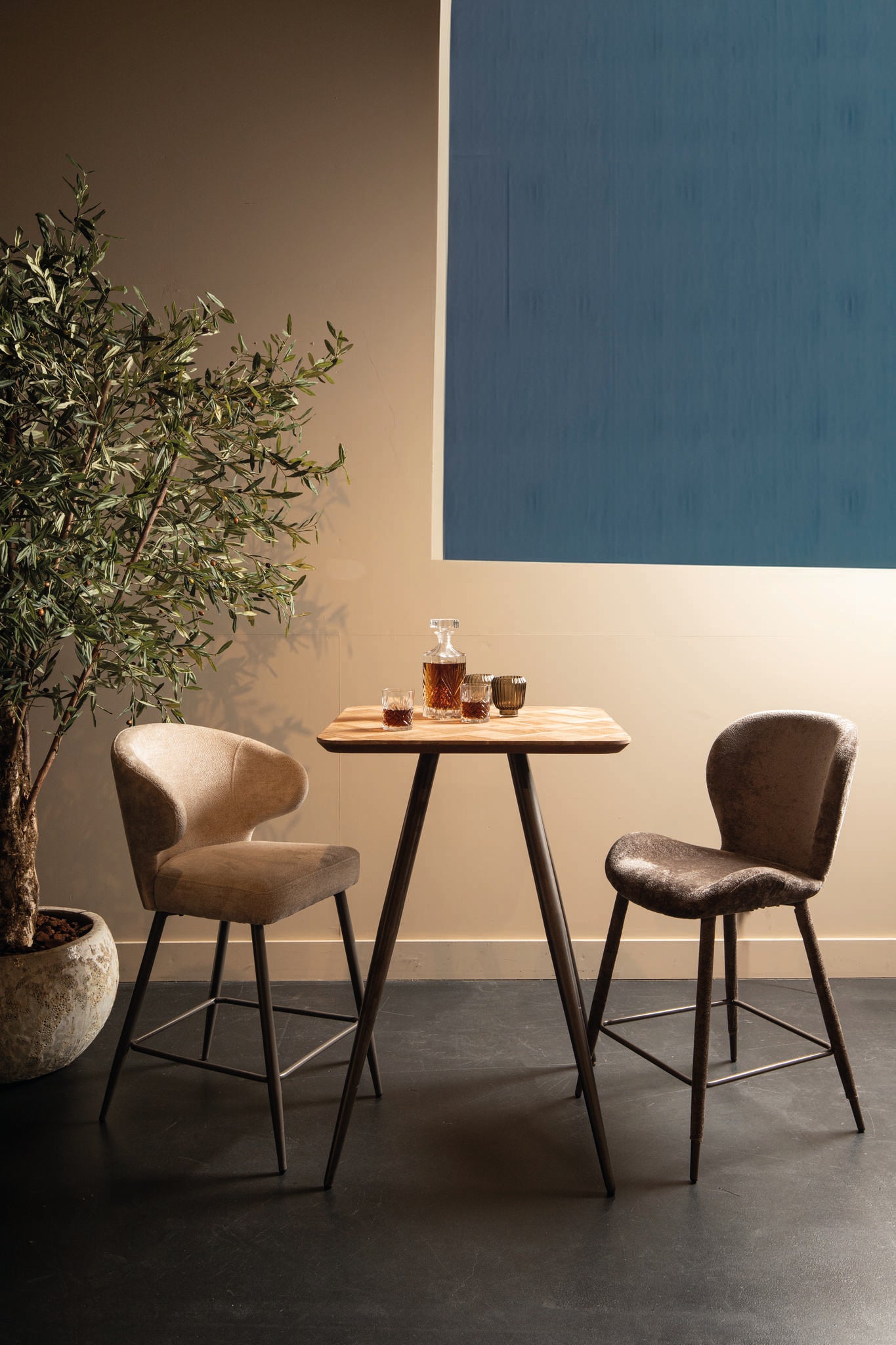 Fieron Natural Wooden Bar Table Square