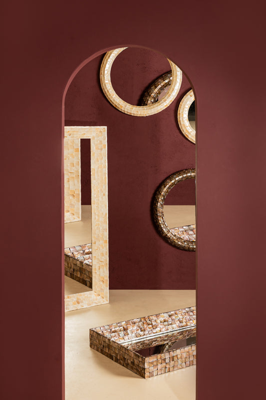 Chelsae Bronze Poly Round Shell Mirror Large