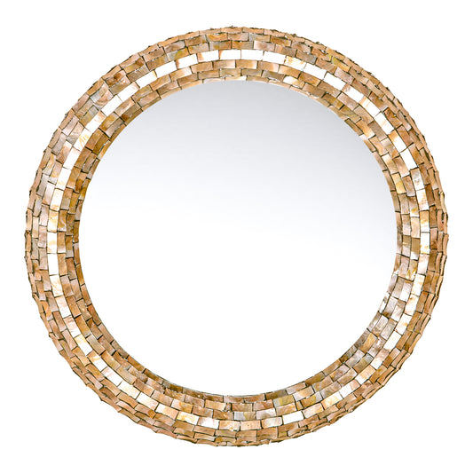 Chelsae Cream Poly Round Shell Mirror Large