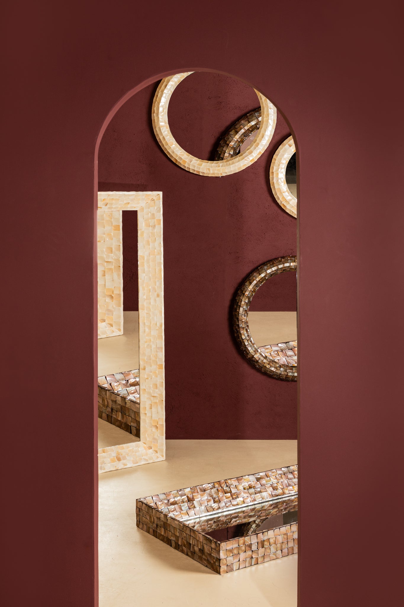 Chelsae Cream Poly Rectangle Shell Mirror