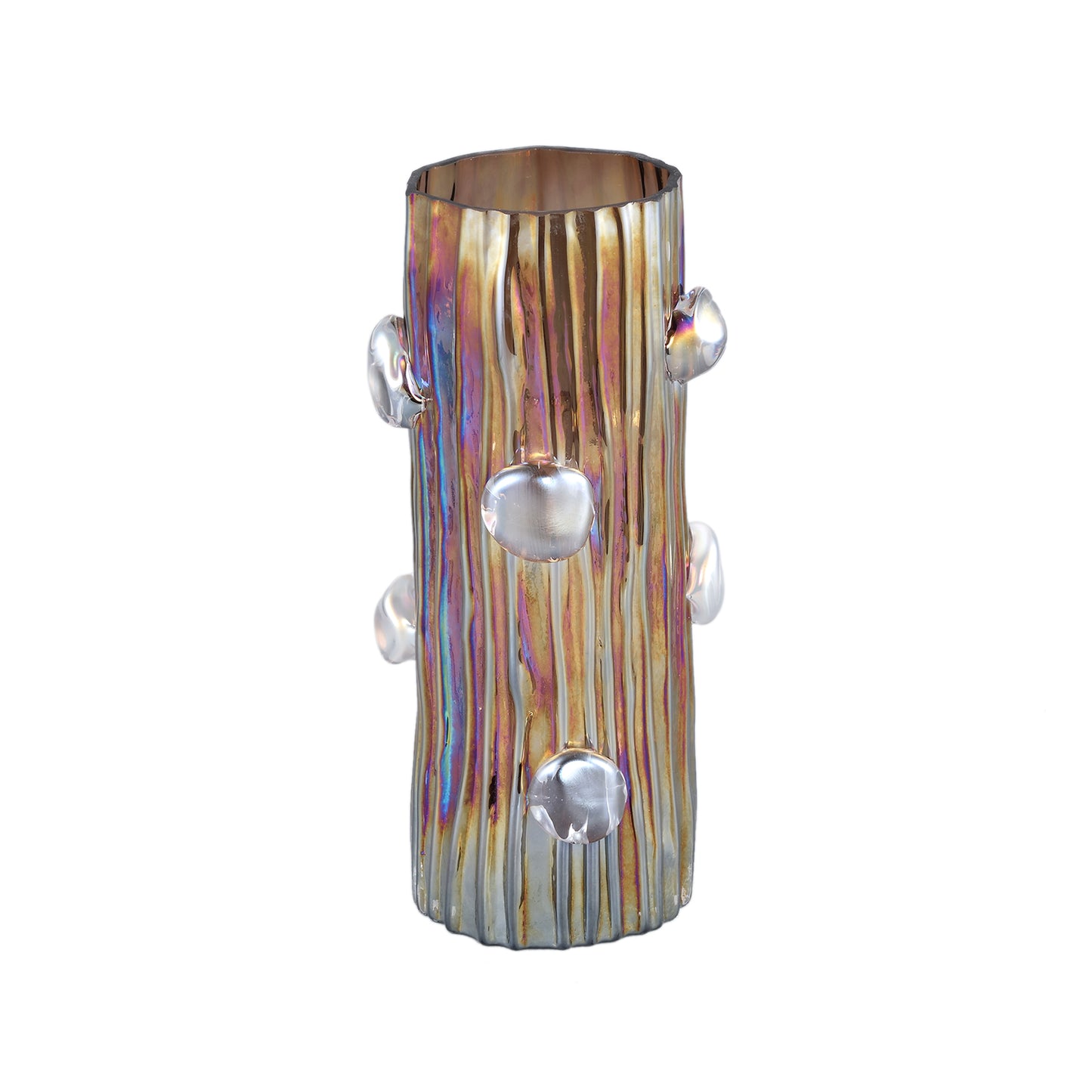 Parke Brown Solid Glass Vase With Dots Round L