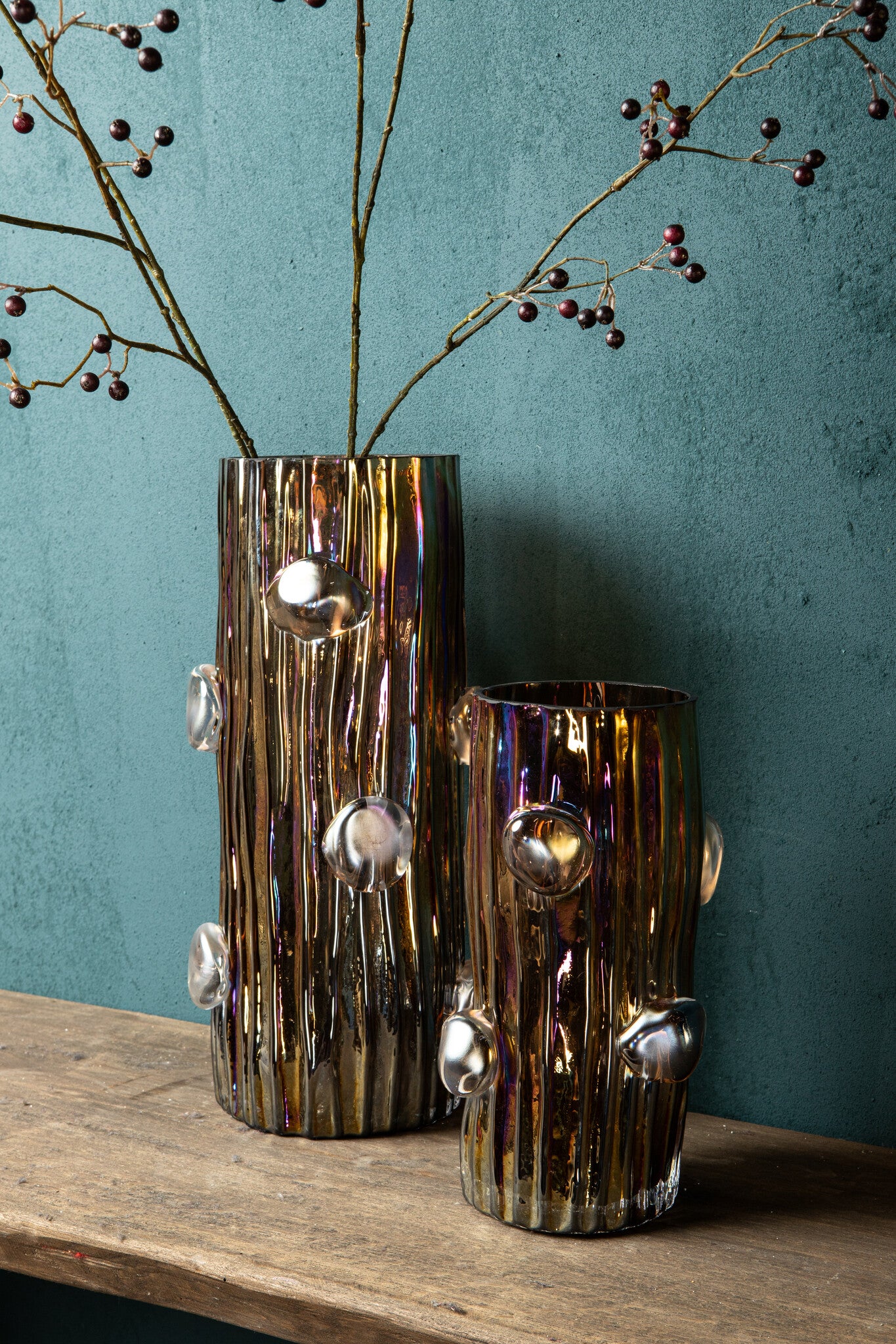 Parke Brown Solid Glass Vase With Dots Round L