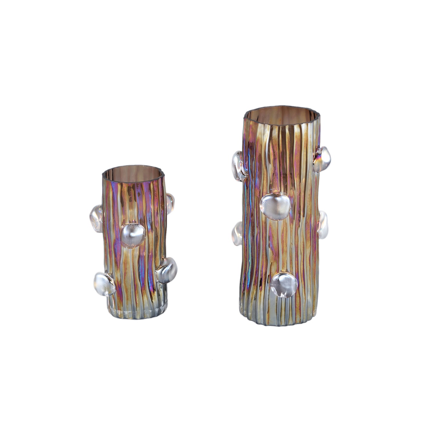 Parke Bruine Glazen Vaas Met Stippen Rond L 37x18x17.5 cm