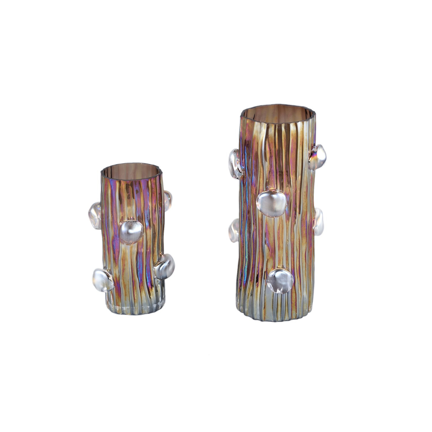 Parke Bruine Glazen Vaas Met Stippen Rond L 37x18x17.5 cm