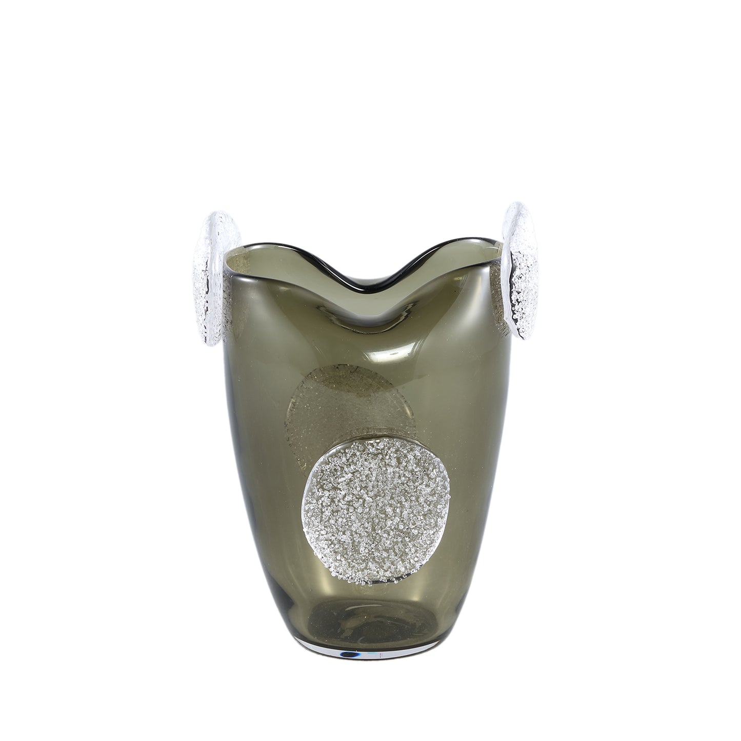 Giah Green Solid Glass Vase With Deco Rounds S