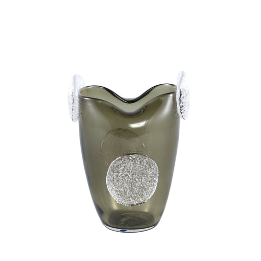 Giah Green Solid Glass Vase With Deco Rounds S