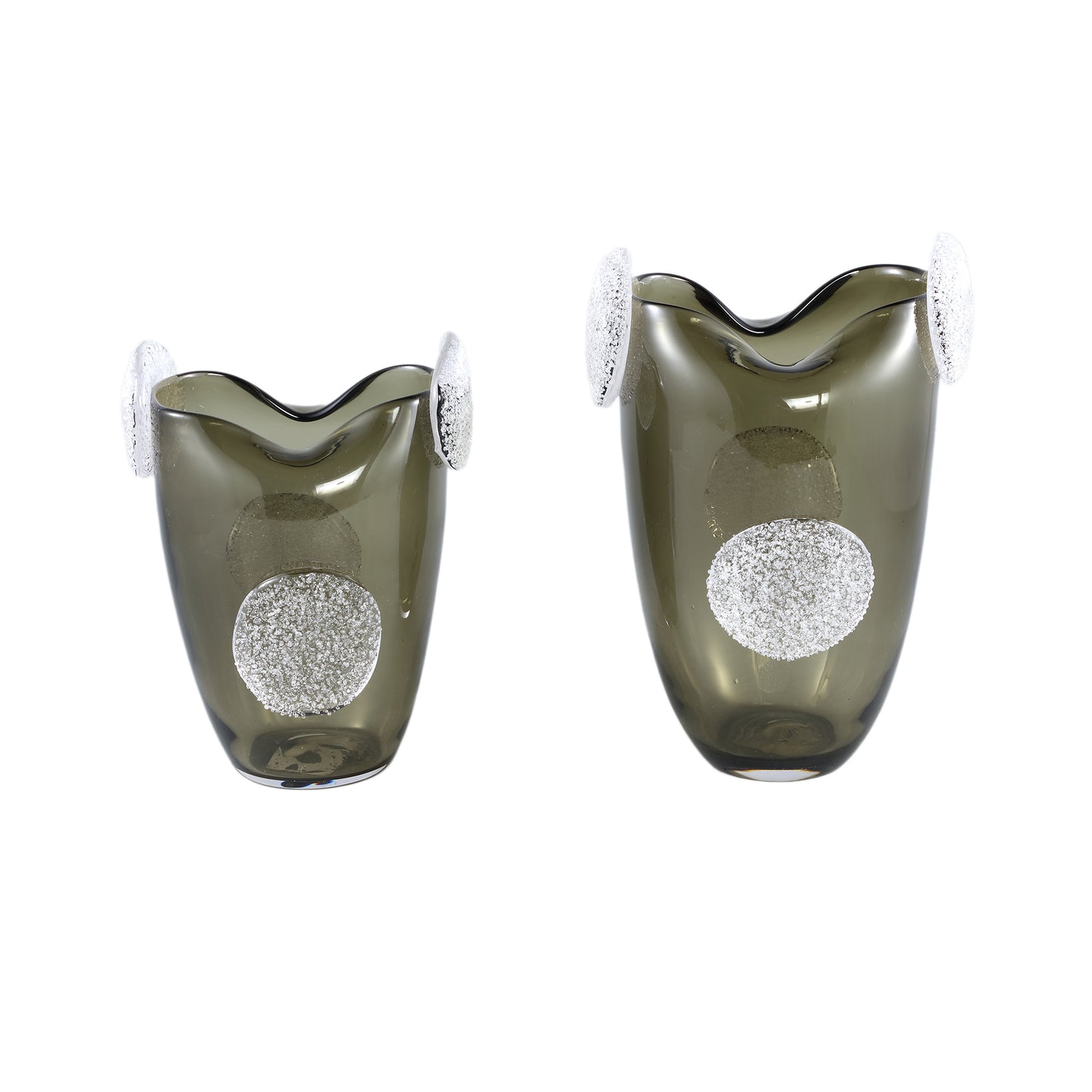 Giah Groen Glazen Vaas Met Deco Rounds S 27x19x19 cm