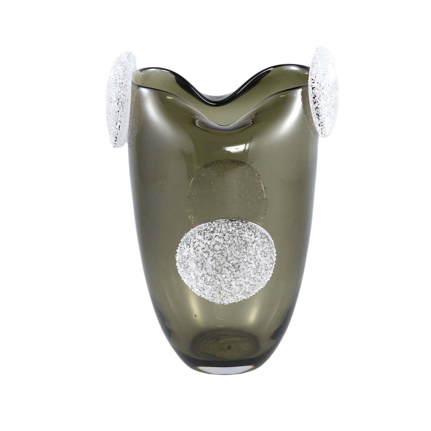 Giah Green Solid Glass Vase With Deco Rounds L