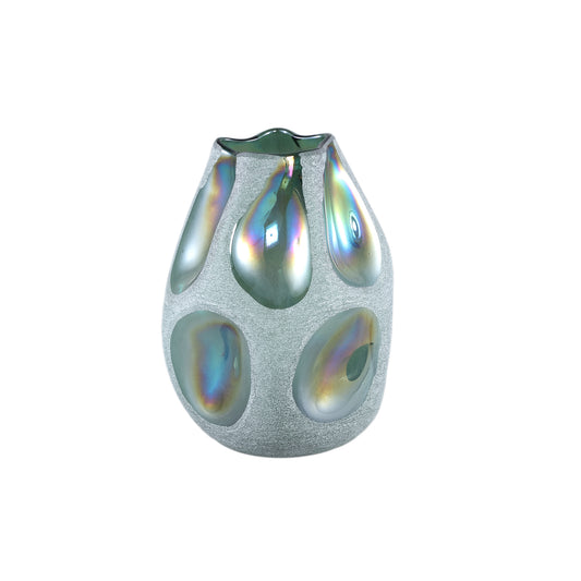 Kloi Green Solid Glass Vase Oily And Sandblasted S