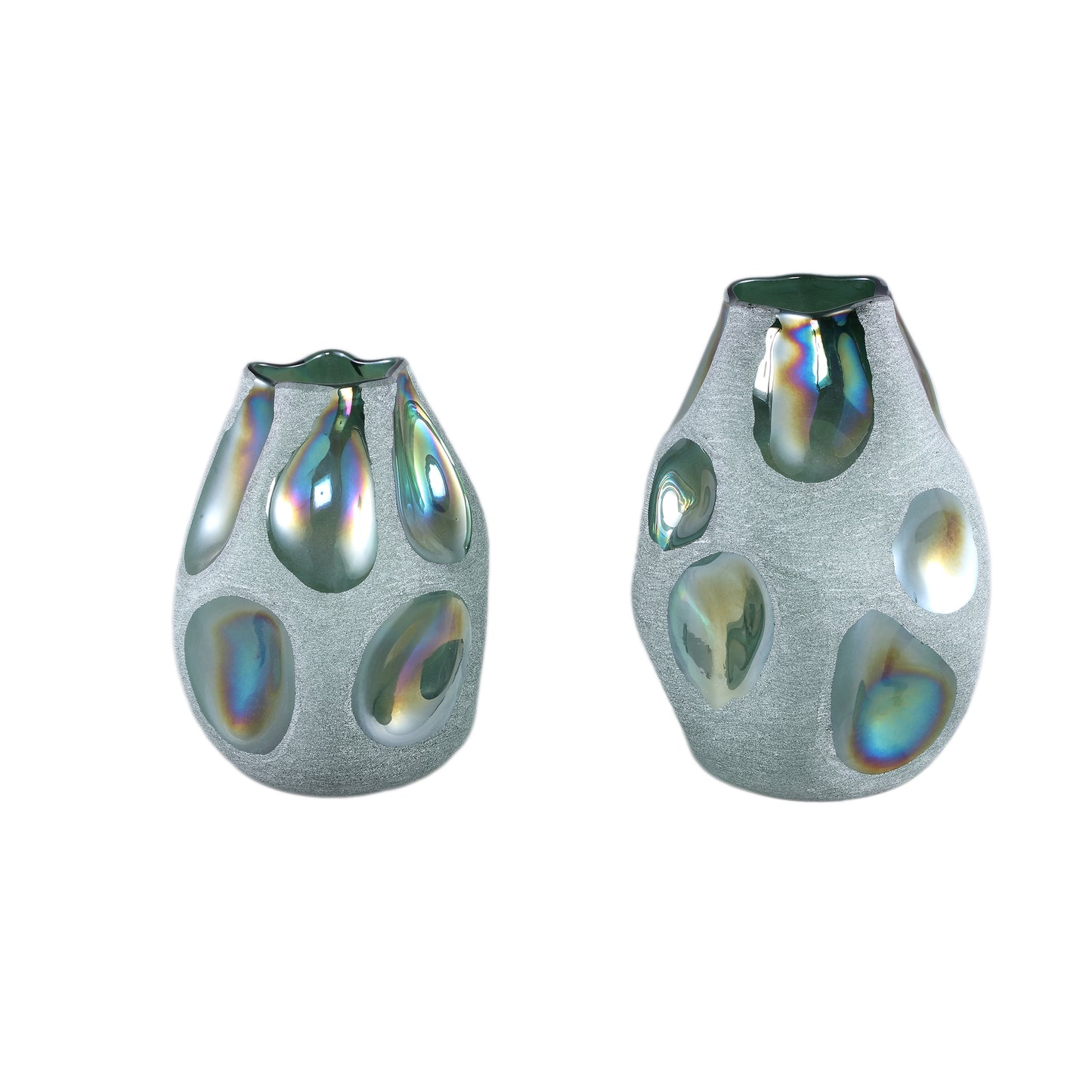 Kloi Green Solid Glass Vase Oily And Sandblasted L