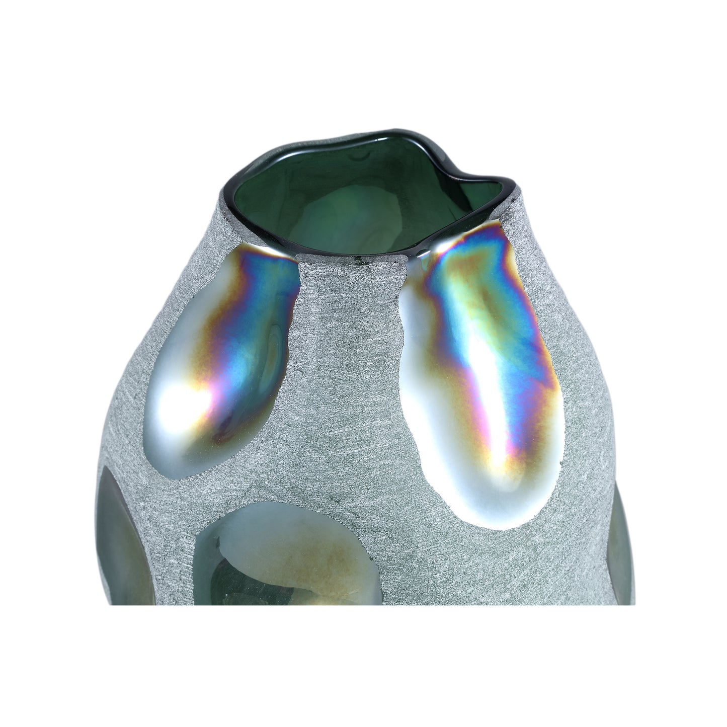Kloi Green Solid Glass Vase Oily And Sandblasted L