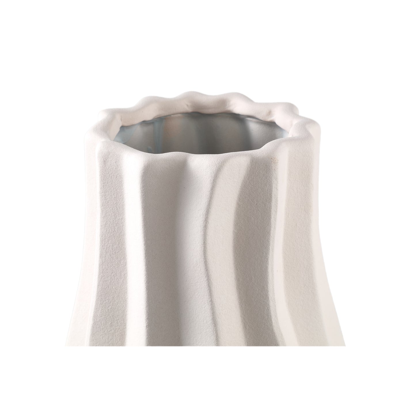 Clair Cream Ceramic Matt Glazed Swirl Pot On FootL