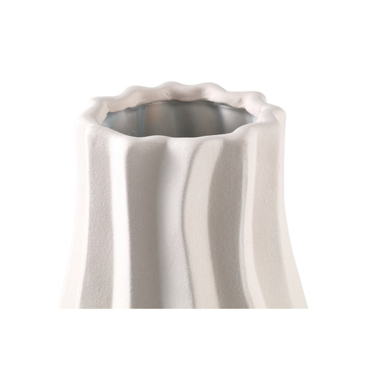 Clair Cream Ceramic Matt Glazed Swirl Pot On FootL