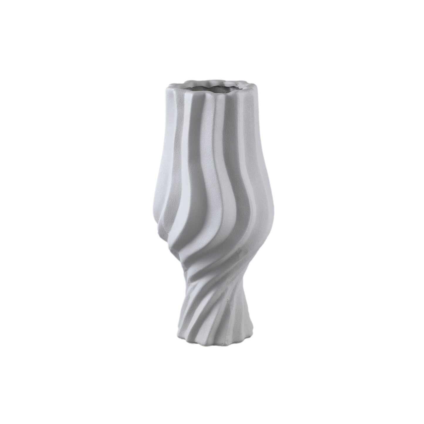 Clair Taupe Ceramic Matt Glazed Swirl Pot On FootL
