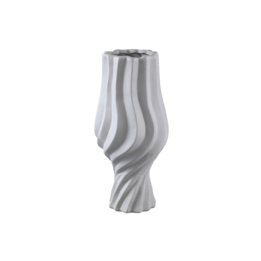 Clair Taupe Ceramic Matt Glazed Swirl Pot On FootL