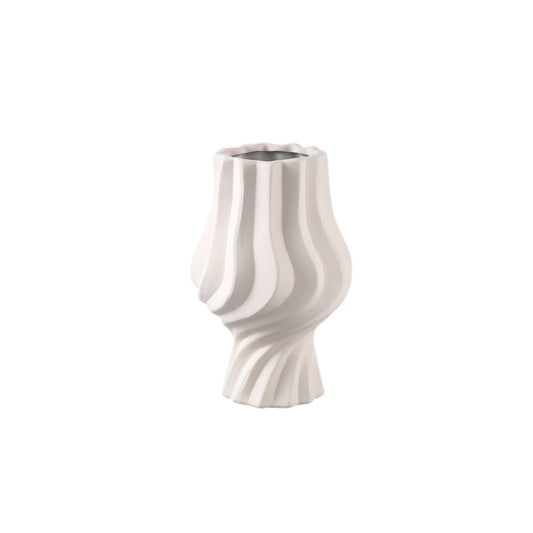 Clair Cream Ceramic Matt Glazed Swirl Pot On FootS