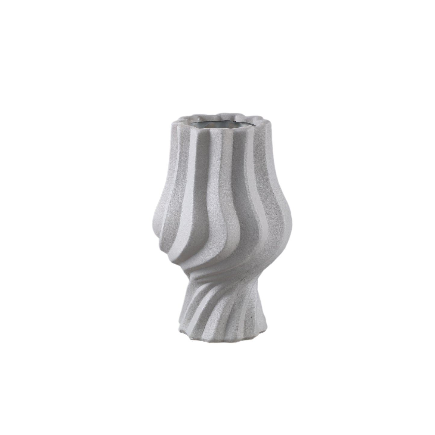 Clair Taupe Ceramic Matt Glazed Swirl Pot On FootS