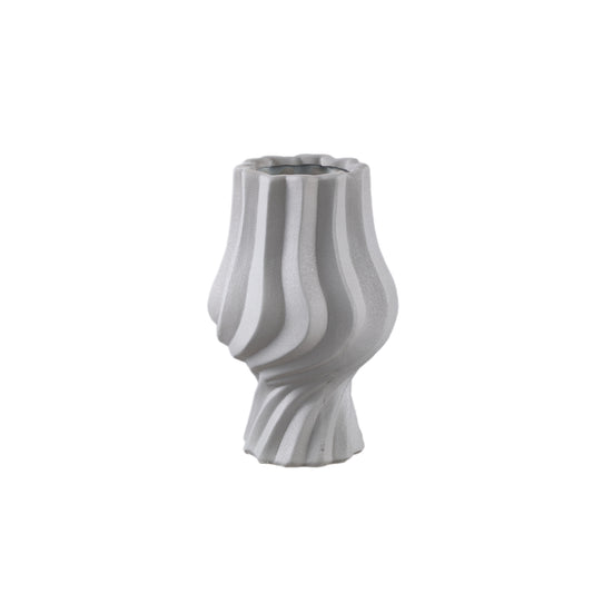Clair Taupe Ceramic Matt Glazed Swirl Pot On FootS