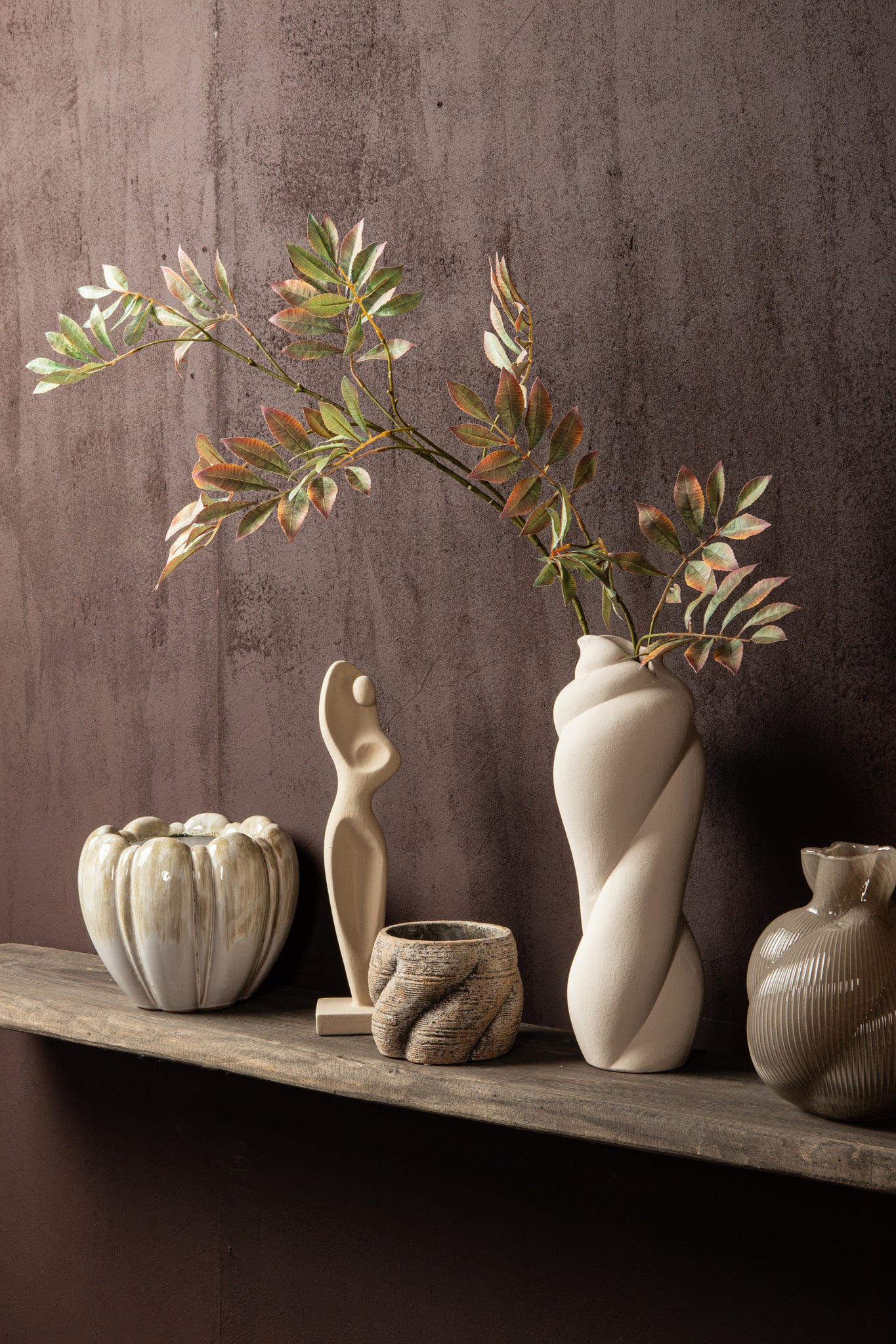 Donnella Cream Ceramic Matt Glazed Thick SwirlpotL