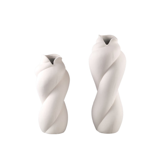 Donnella Crème Keramische Pot Set van 2 Stuks - Mat Glazuur met Swirl 35x16x16 cm