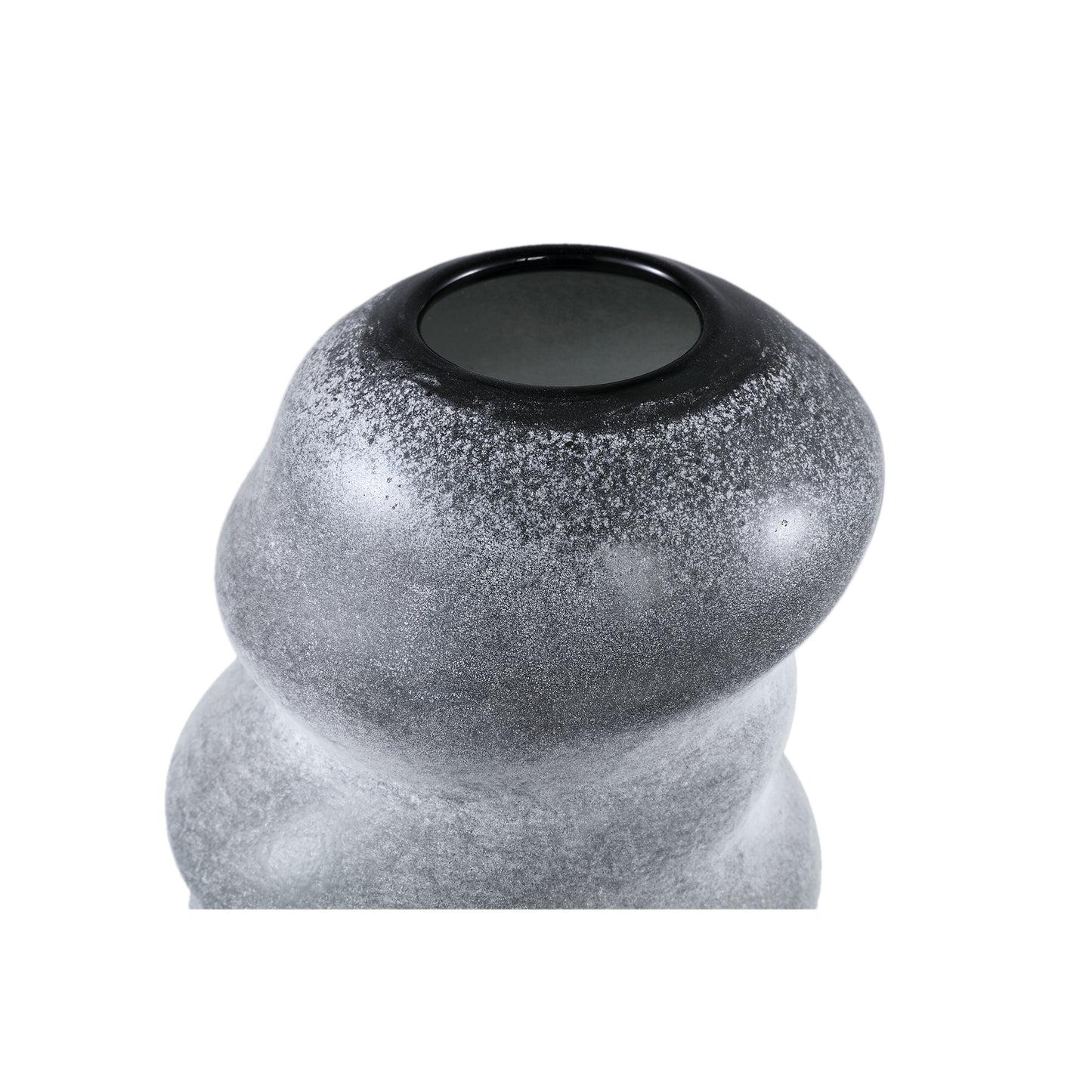 Orietta Grey Matte Glass Vase Wavy Round L