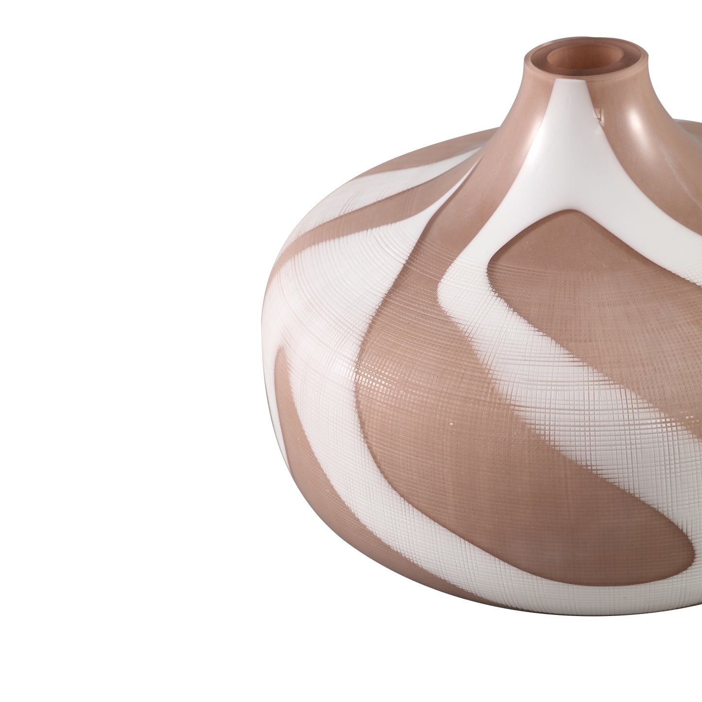 Nuhin Cream Glass Vase White Stripes Round