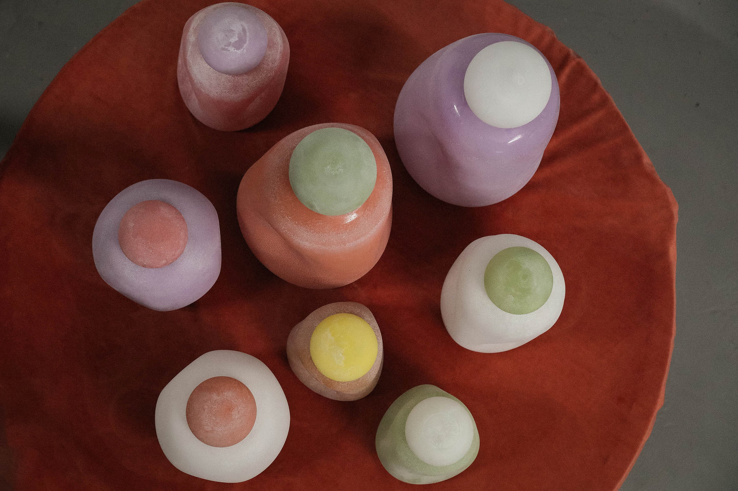 Karlie Pink Matte Glass Bulb Vase Purple Top