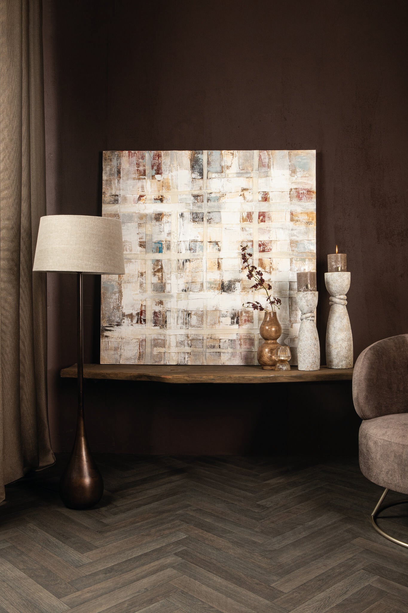 Julitta Cream Canvas Wall Panel Abstract Mixture