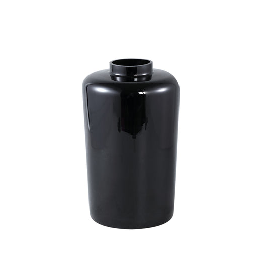 Devine Black Glass Vase Solid Black Simple Round M