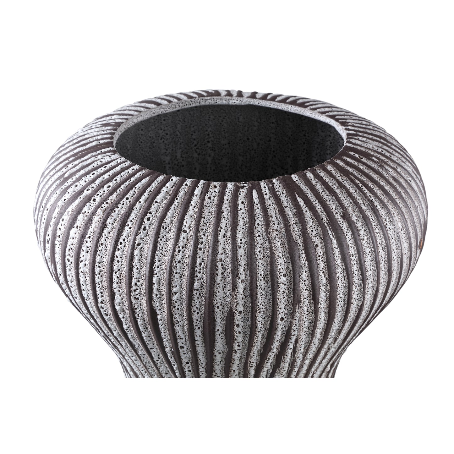 Kayson Brown Ceramic Rough Glazed Pot Round L