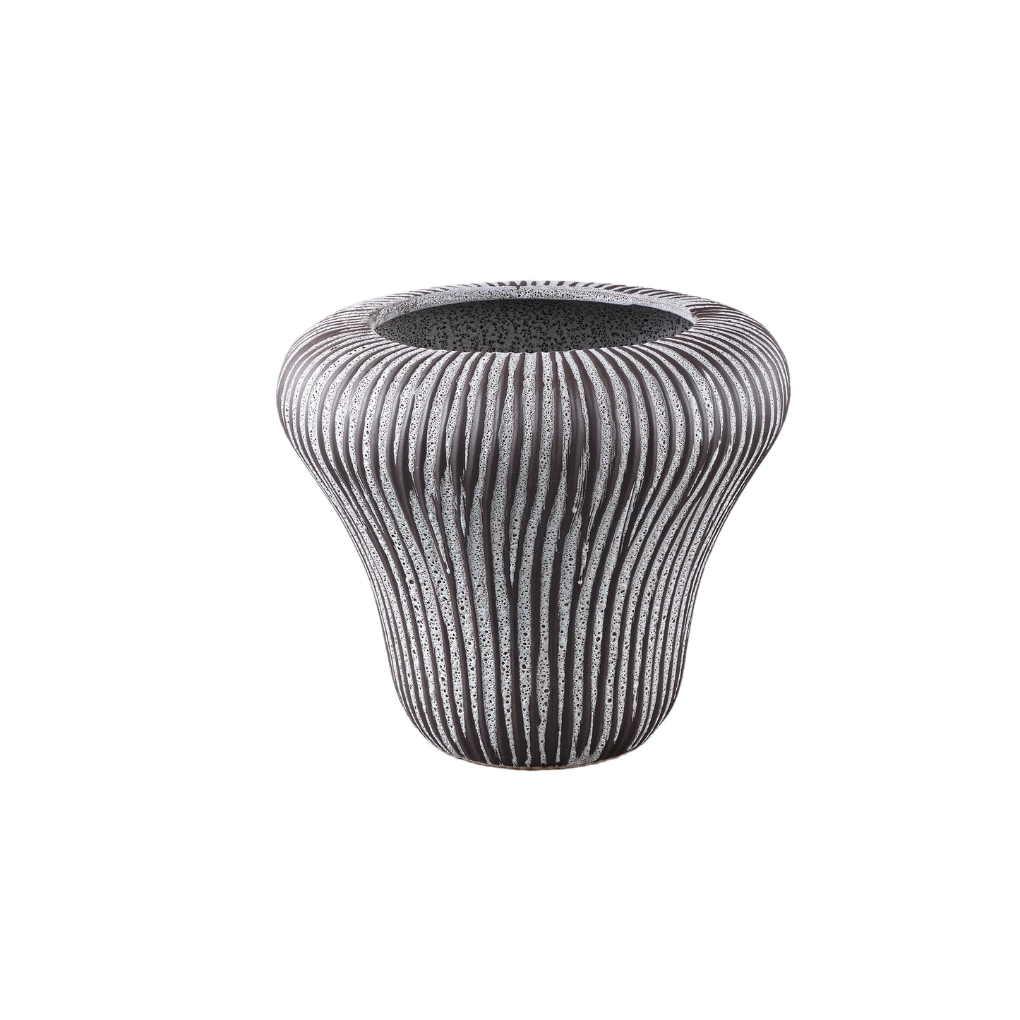 Kayson Brown Ceramic Rough Glazed Pot Round S