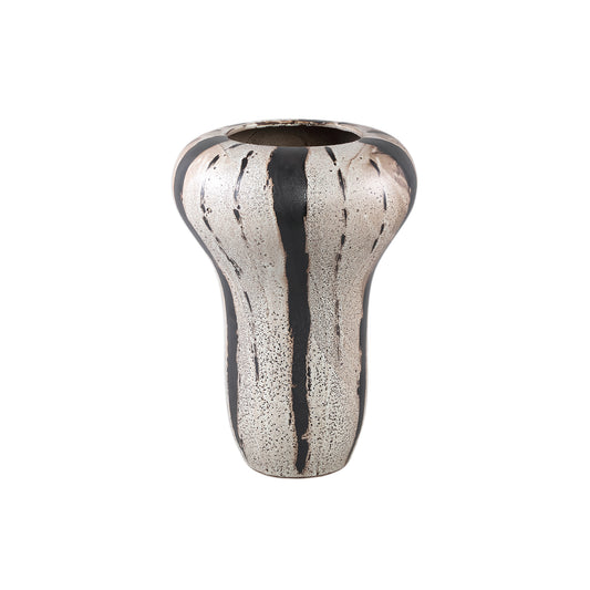 Kayson Brown Ceramic Glazed Pot Stripes Round L