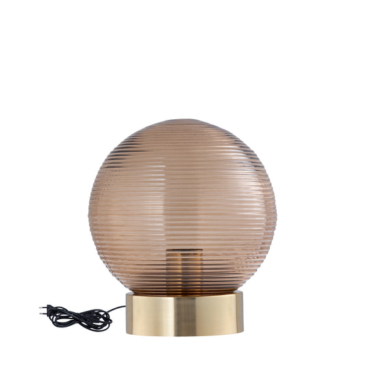 Korrin Brown Embossed Rib Glass Table Lamp Ball S