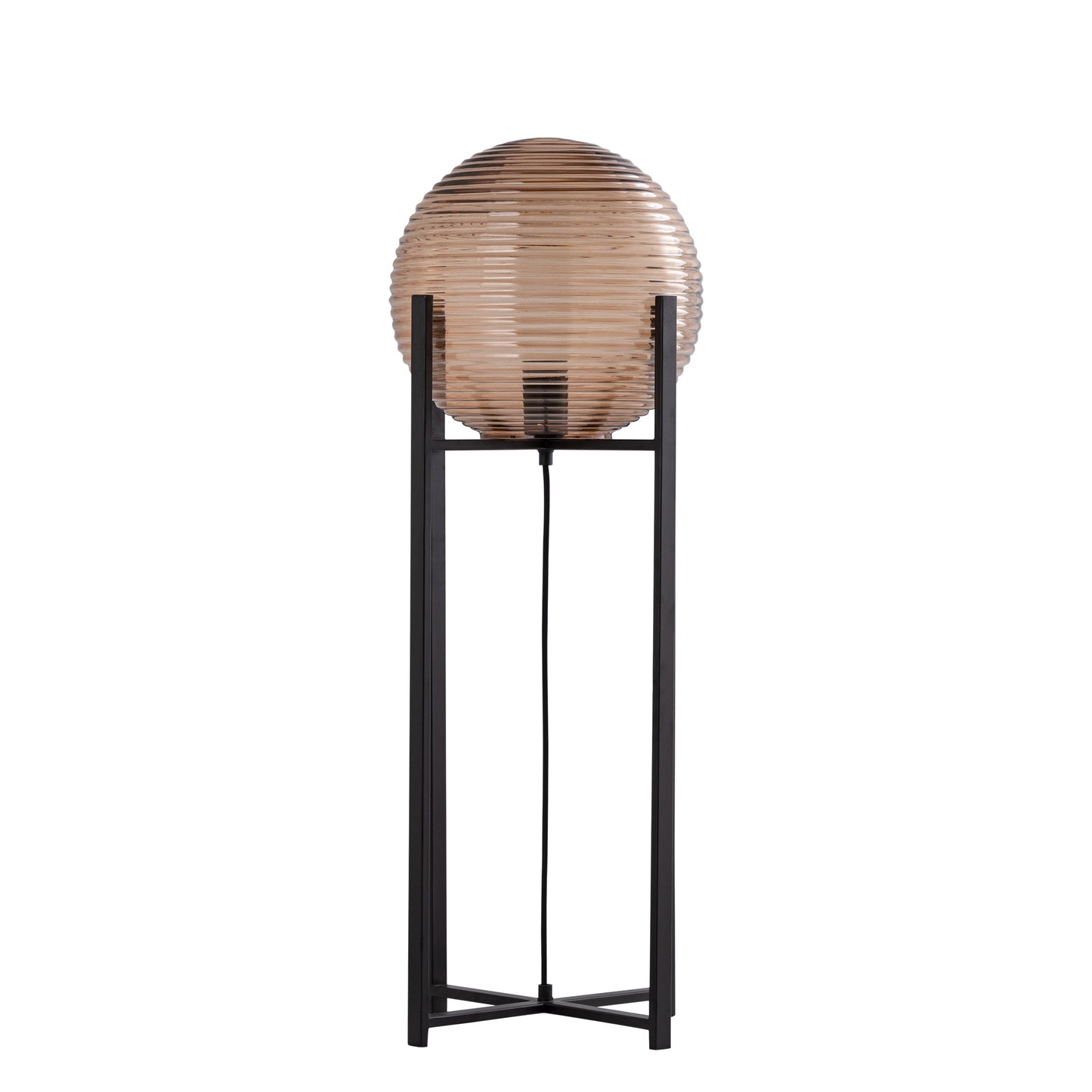 Korrin Brown Embossed Rib Glass Floor Lamp Ball