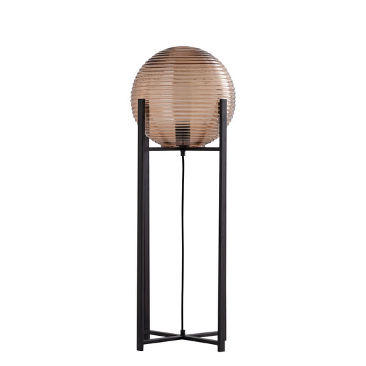 Korrin Brown Embossed Rib Glass Floor Lamp Ball