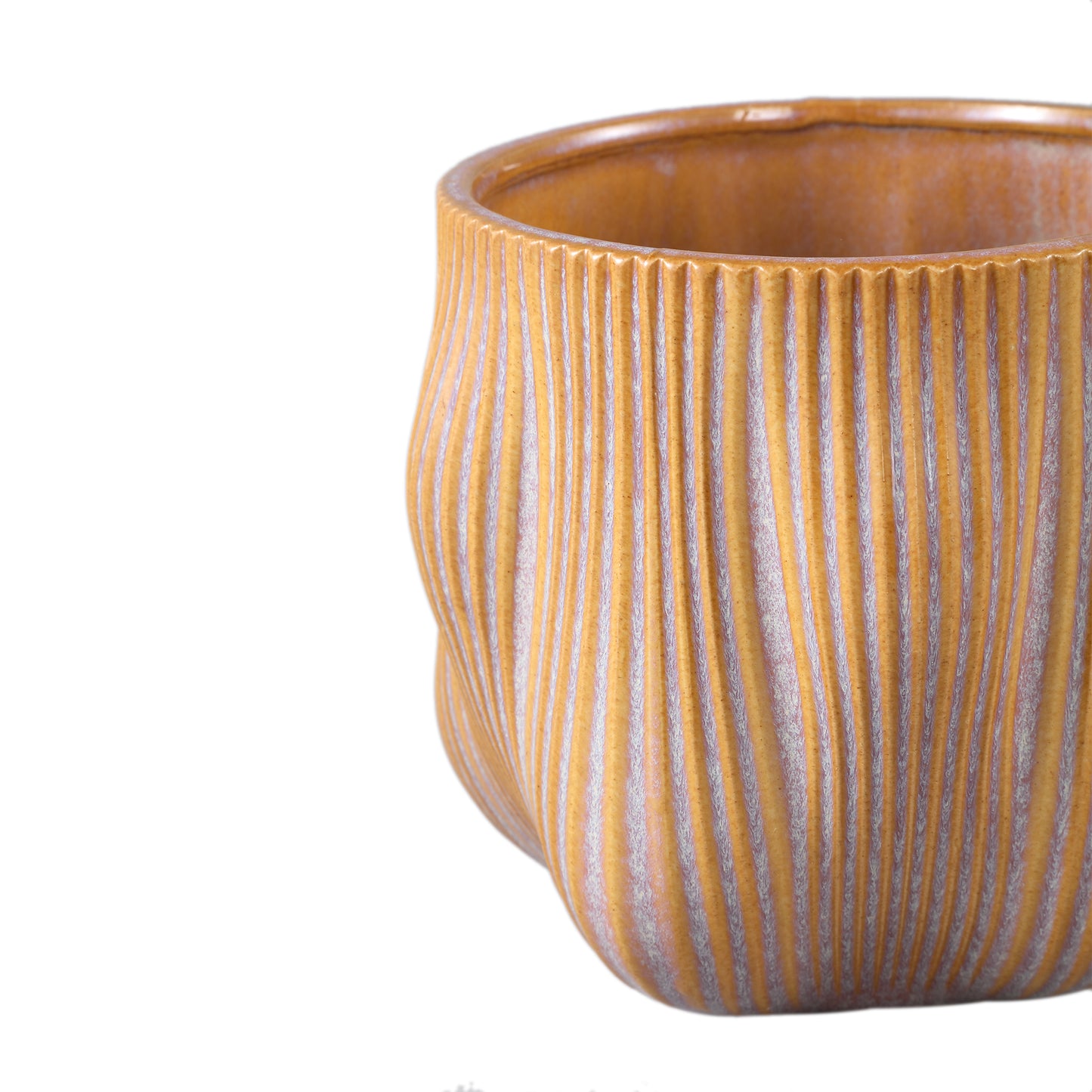 Mateen Brown Ceramic Pot Stripes L