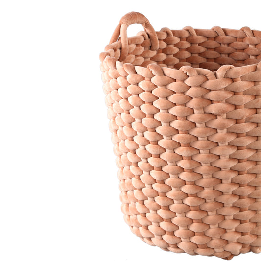 Olliver Brown Velvet Rope Basket With Handles SV2
